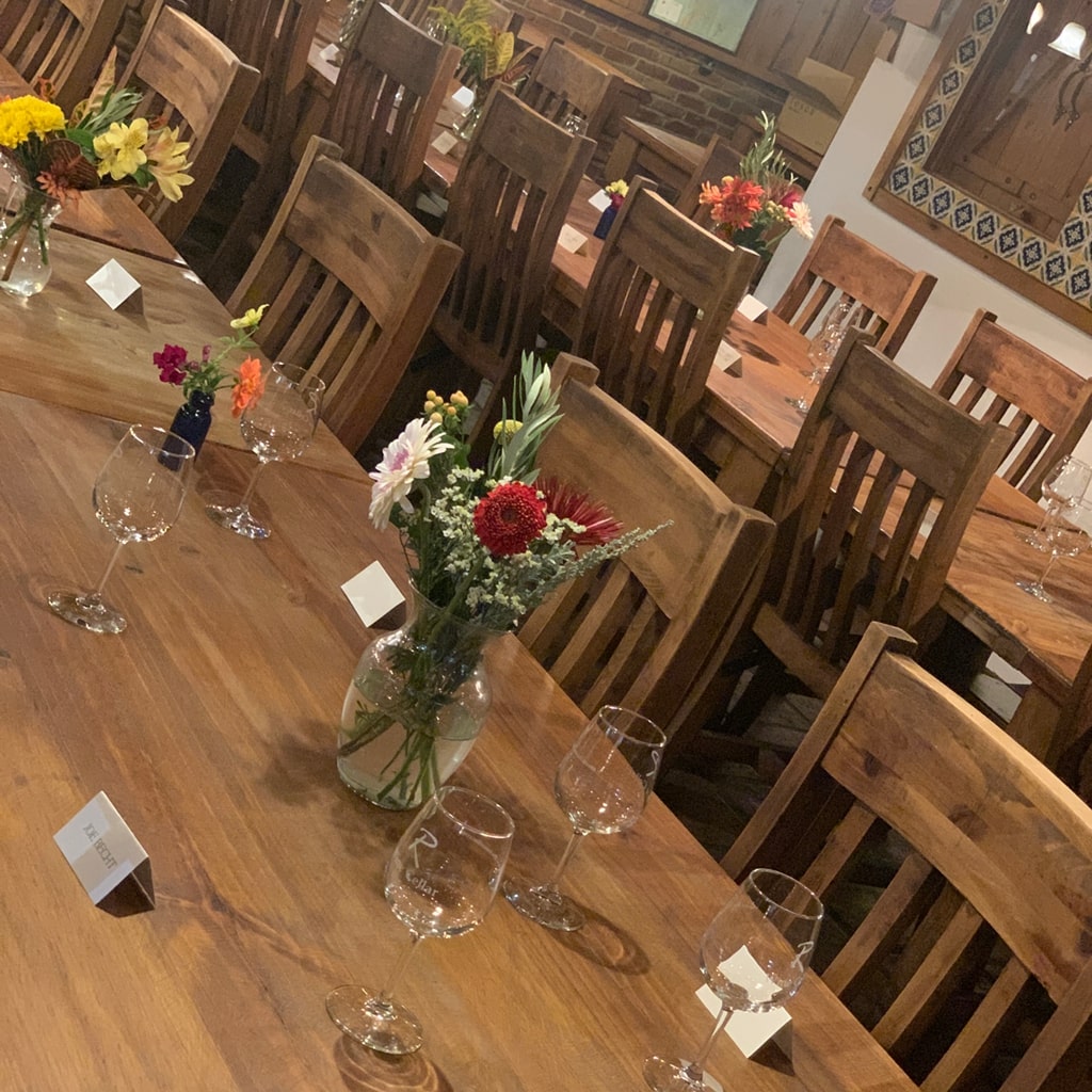 Set tables at R Wine Cellar on Penn Ave in Pittsburgh Pa