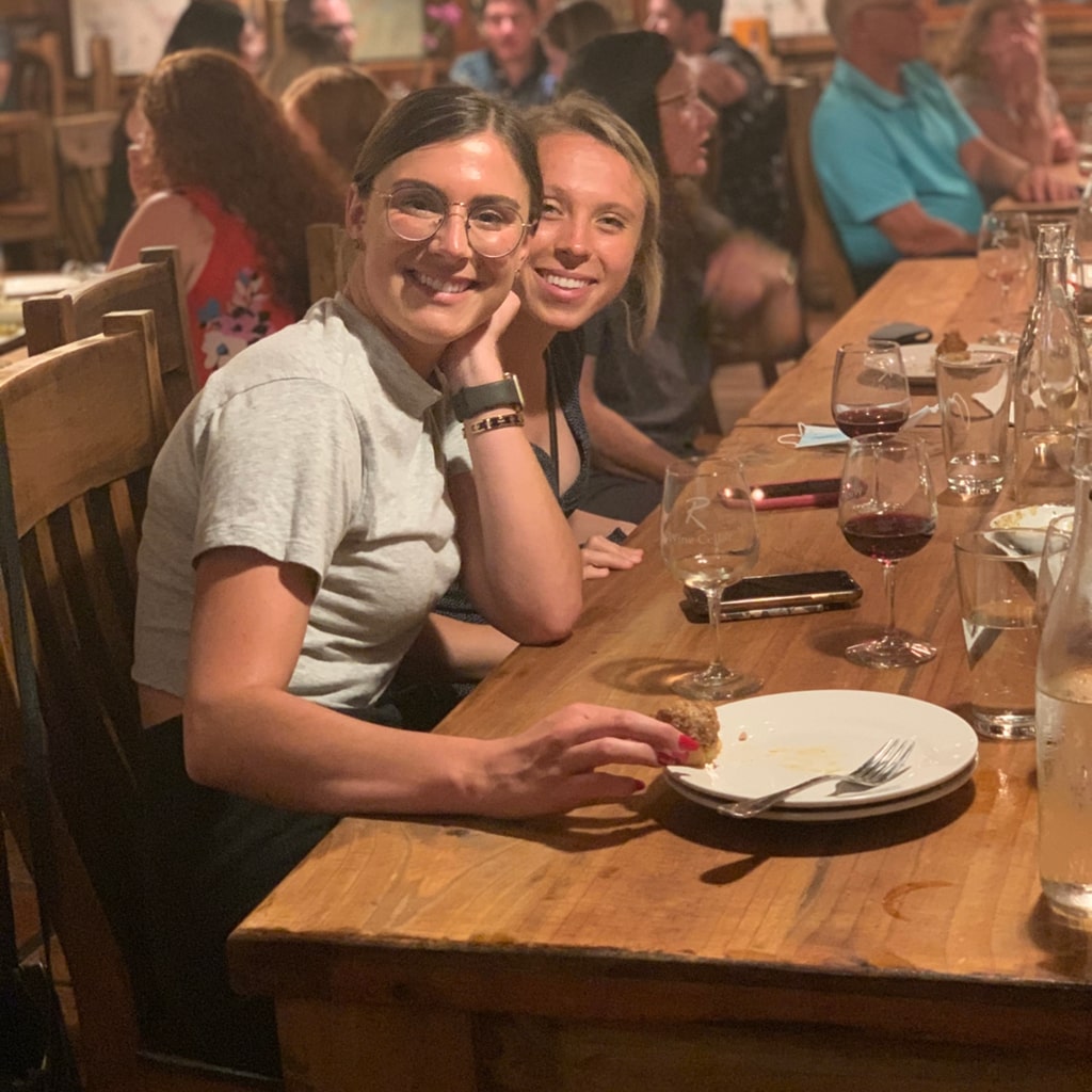 Two girls at R Wine Cellar on Penn Ave in Pittsburgh Pa
